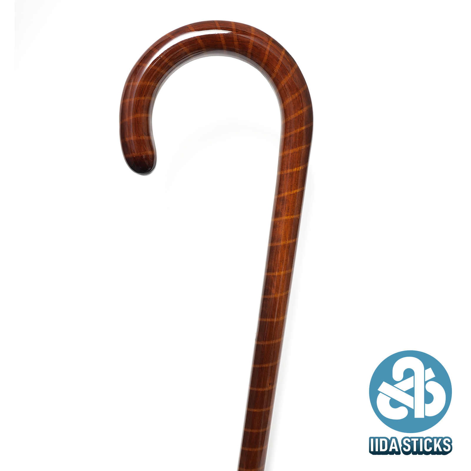 【国産木製ステッキ IIDA STICKS】 らせん巻き大曲（IK-07）