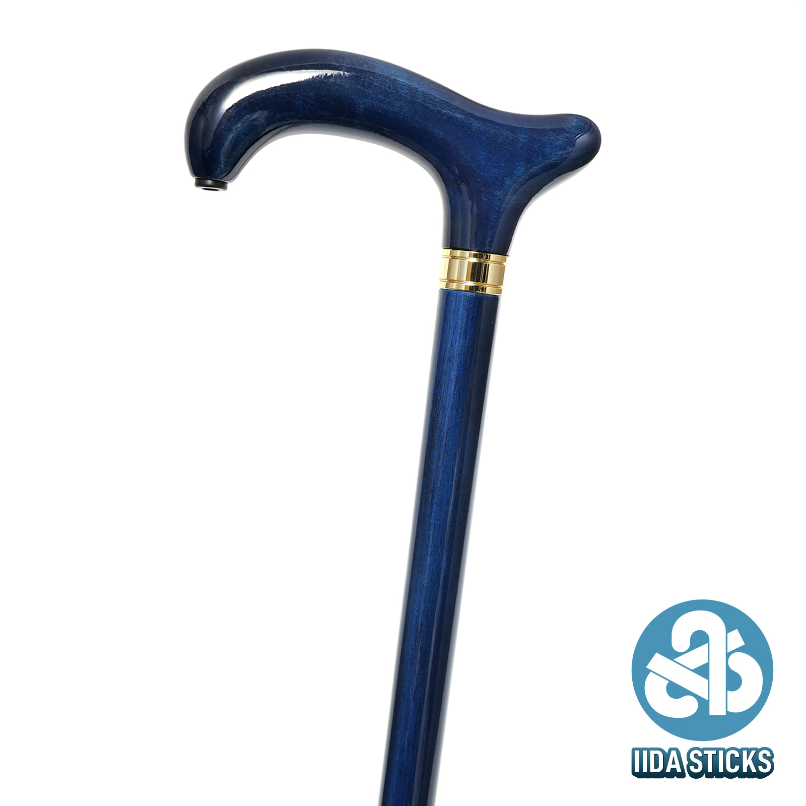 【国産木製ステッキ IIDA STICKS】 波型手元〈紺〉（IK-31NV）