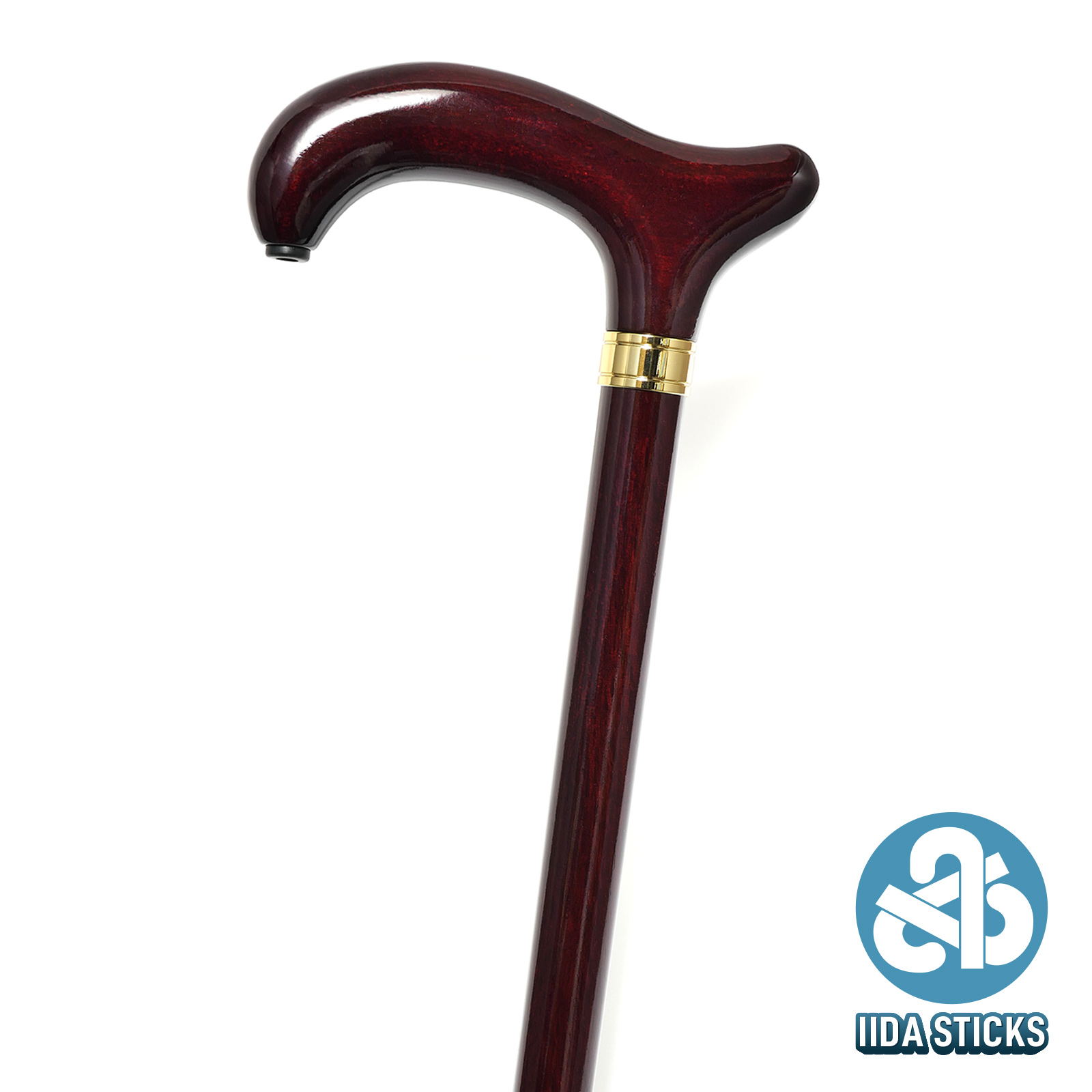 【国産木製ステッキ IIDA STICKS】 波型手元〈ワイン〉（IK-31WN）