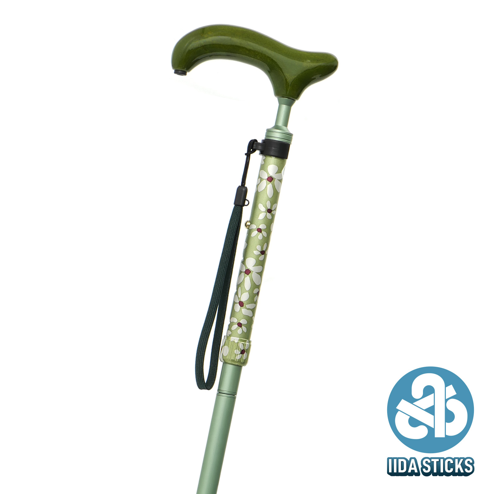 【IIDA STICKS 折りたたみステッキ】 アルミスリムネックツートン〈緑〉IK-05-GR