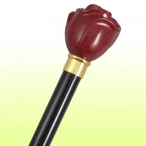 【イタリア製高級ステッキ】 レジン薔薇(レッド) ステッキ No.47-RE